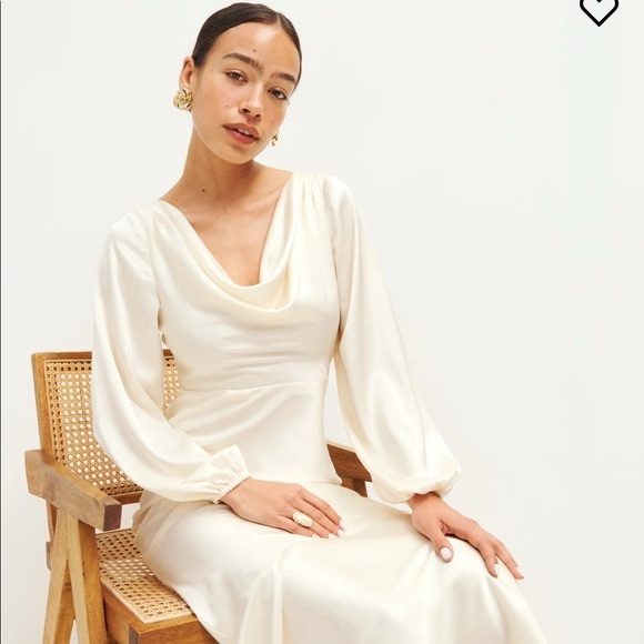 NWT Reformation Lazaro Satin Ivory Dress, Size 4 - Picture 3 of 9